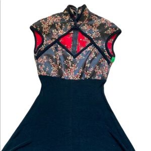 Tadashi Vintage Oriental Qipao Cheongsam Cocktail Dress Size 10 Mock Neck Rare